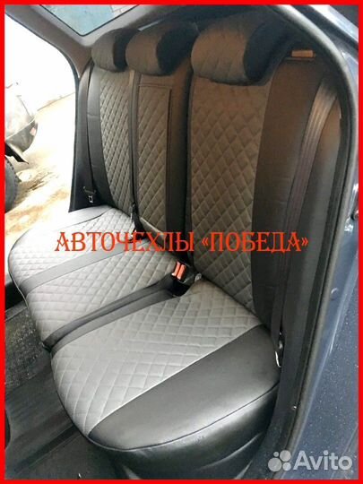 Чехлы Kia Ceed 2 из экокожи чёрно-серые Ромб