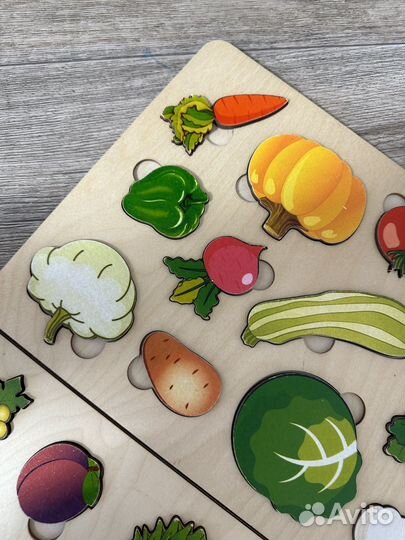 Сортер развивающая доска фрукты овощи