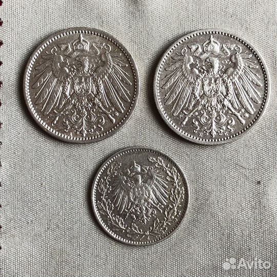 Старинные серебрянные монеты марки Германии