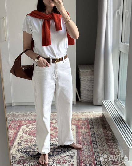 Джинсы женские белые широкие 46 48