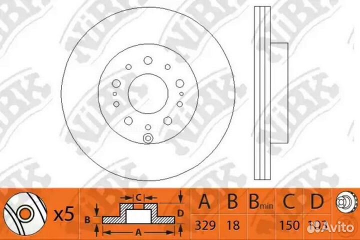 Nibk RN1215 / RN1215V Диск тормозной зад