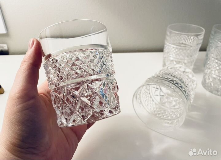 Штоф и 6 бокалов (Богемия, хрусталь)