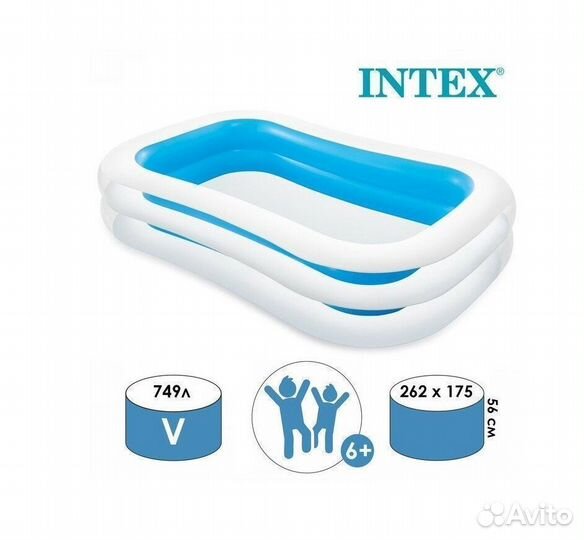 Надувной бассейн Семейный 262 х 175 х 56 см 56483
