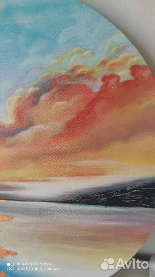 Картина на холсте, круглая, акрил 40см