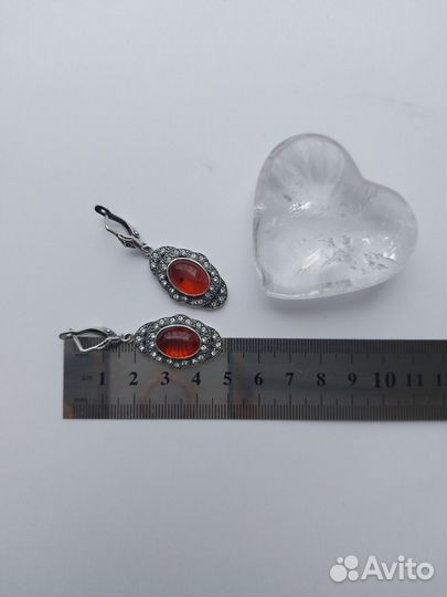 Серьги с натуральным янтарём 