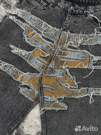 Джинсы широкие прямые Y/Project Paris Best Patch