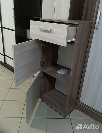 Высокая тумба с выдвижным ящиком Ясень шимо тёмный