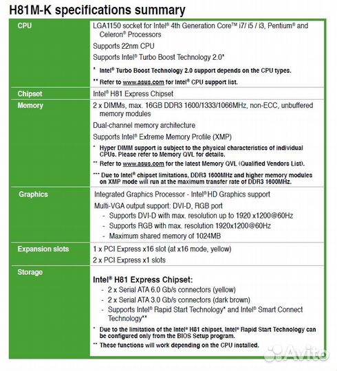 Материнская плата Asus H81M-K Socket 1150