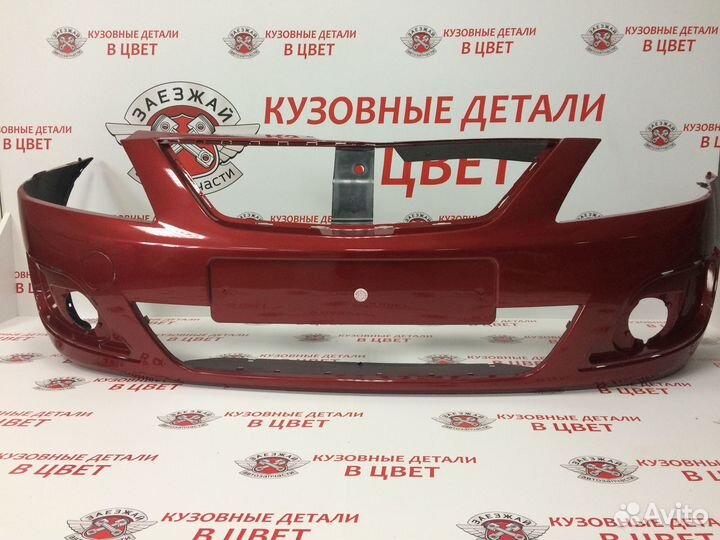 Бампер передний Ларгус Огненно Красный 124