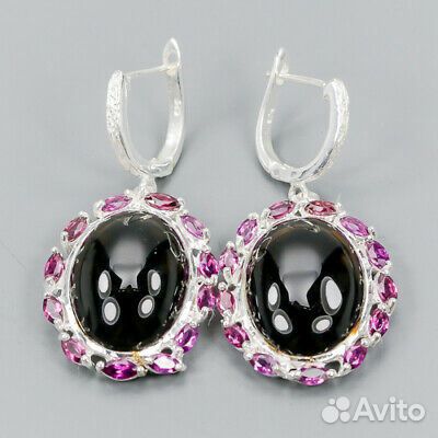 Серьги, кольцо серебро раухтопаз разм.18,5 С059
