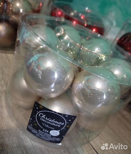 Елочные шары, 12 штук в наборе, стекло