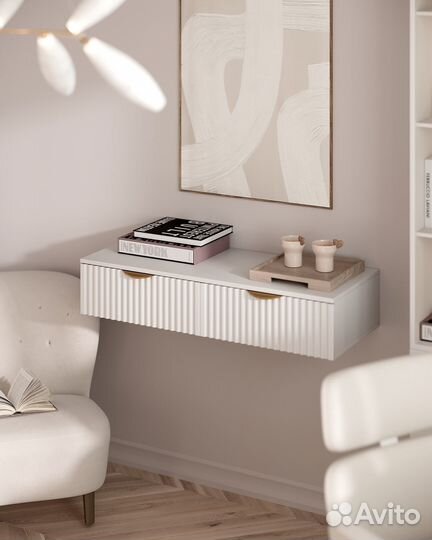 Консоль подвесная фасад рифленый белый