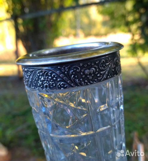 Ваза хрусталь, серебро 875 проба СССР