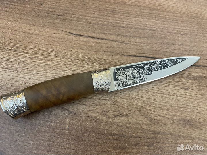 Нож Кизлярский Лис Мельхиор шкатулка + ножны