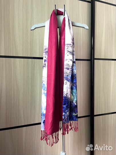 Палантин шелковый теплый