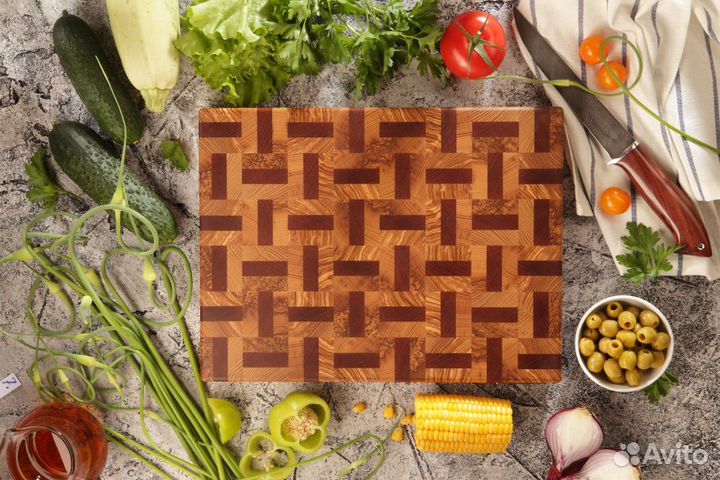 Доска торцевая разделочная ясень, сапеле