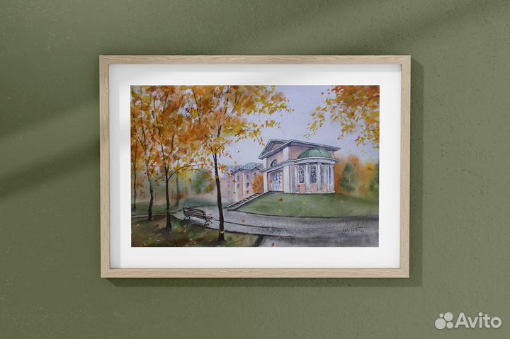 Интерьерная картина акварелью «Осень в парке»