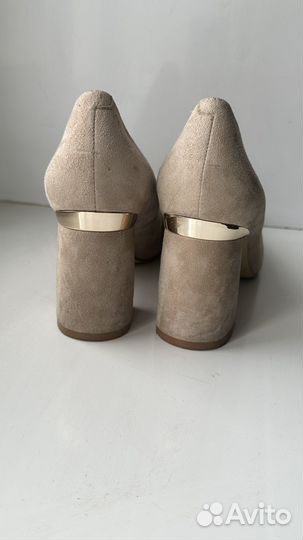 Туфли бежевые ложочки замша 38