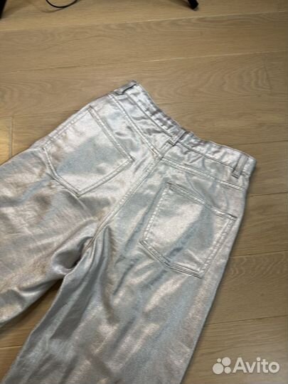 Джинсы sela серебряные 158