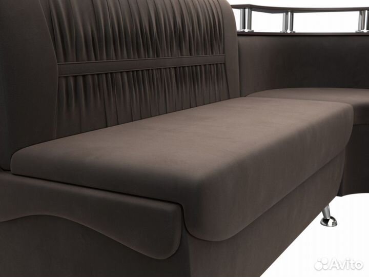 Диван кухонный угловой Сидней правый угол, велюр, коричневый