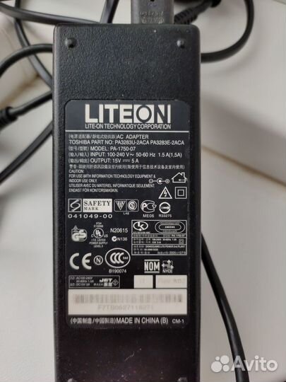 Блок питания Toshiba LiteON 15V 5A