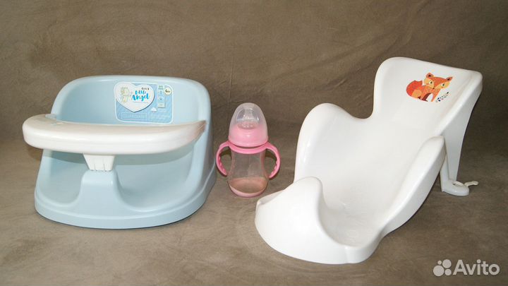 Сиденье, горка для купания, бутылочка для малыша