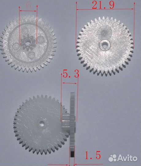 Пластиковая шестерня 42102B. 42+10 зубьев