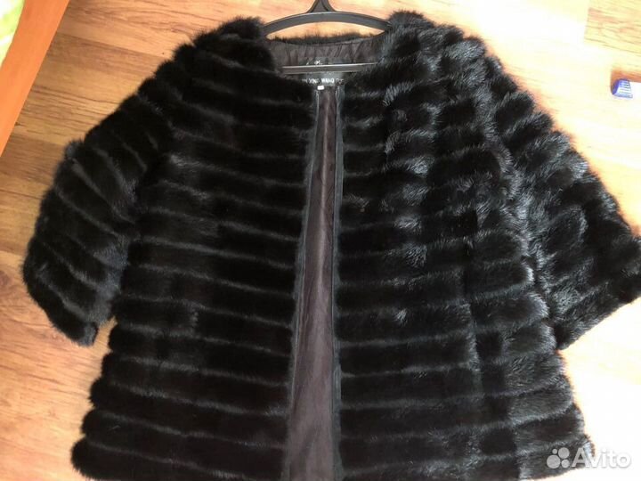 Шуба норка на основе замши