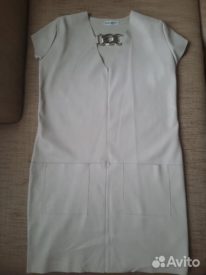 Модное платье-туника из кожи и трикотажа 48 р