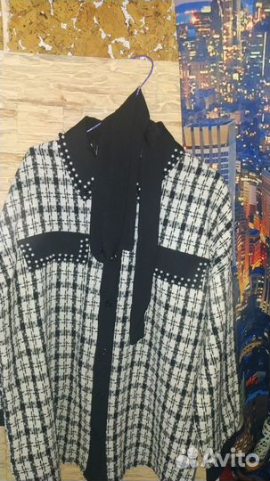 Твидовый жакет, бу 1 раз, полуокружность груди 60