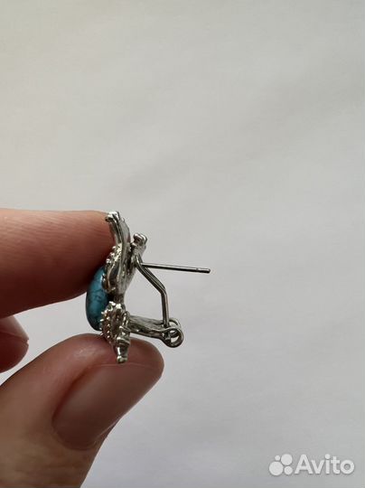 Серьги лягушки с бирюзой