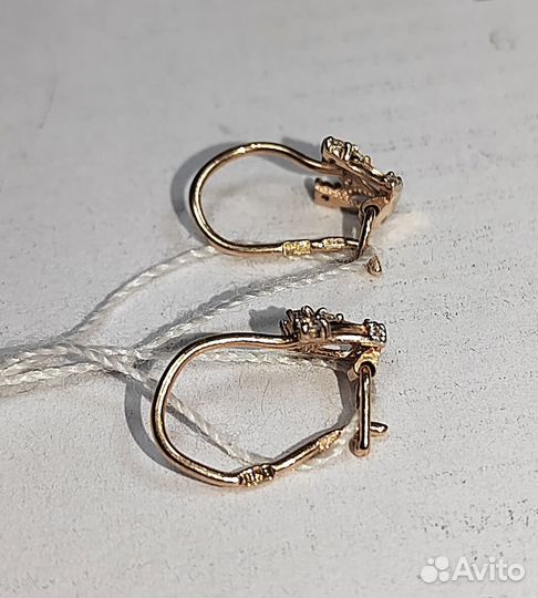 Золотые серьги с фианитом