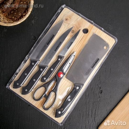 Набор кухонный, 5 предметов, 4 ножа 10,5 см, 16,5