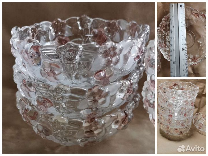 Вазочки стекло, чашка ГДР, приспособ. для торта