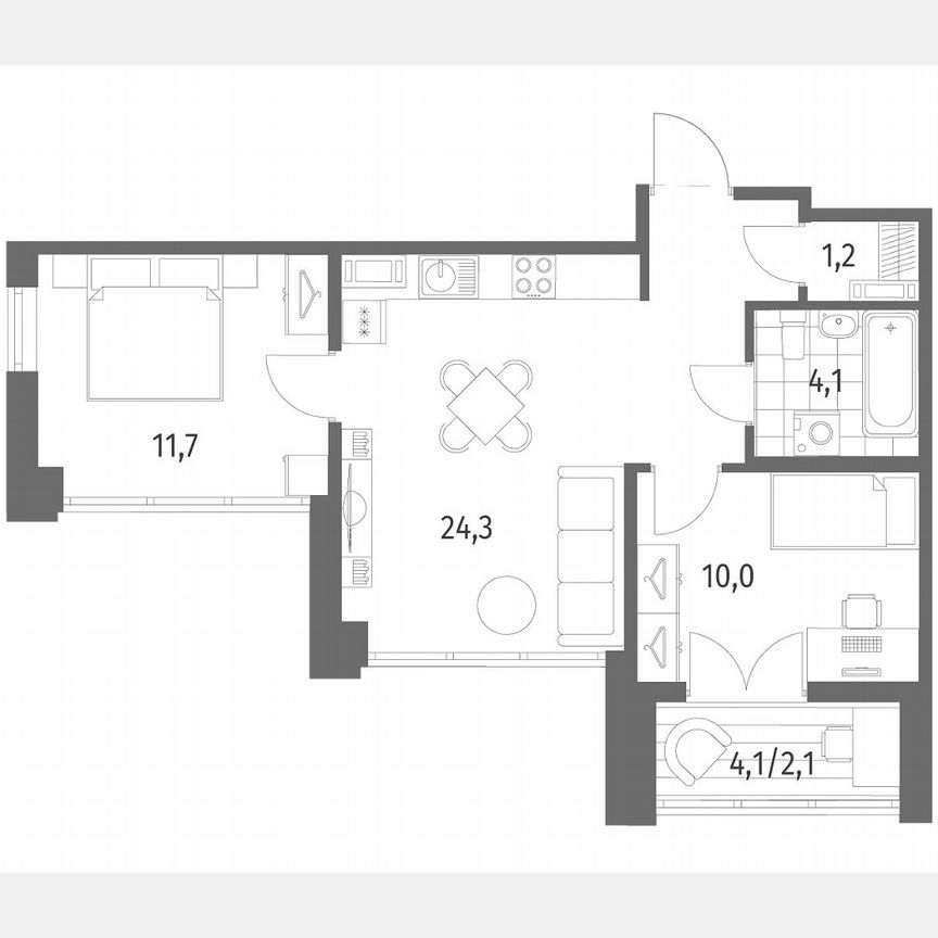 2-к. квартира, 54 м², 8/12 эт.