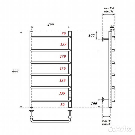 Электрический полотенцесушитель Point 08 PN08848W