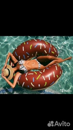 Надувной круг пончик 120/90 см Розовый/Шоколадный