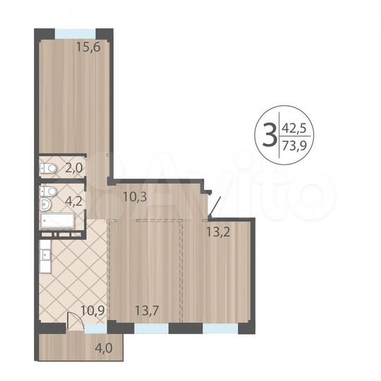 1-к. квартира, 36,4 м², 12/12 эт.