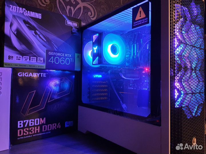 Игровой RTX4060Ti+Core i5 12400F вкорпусе Phanteks