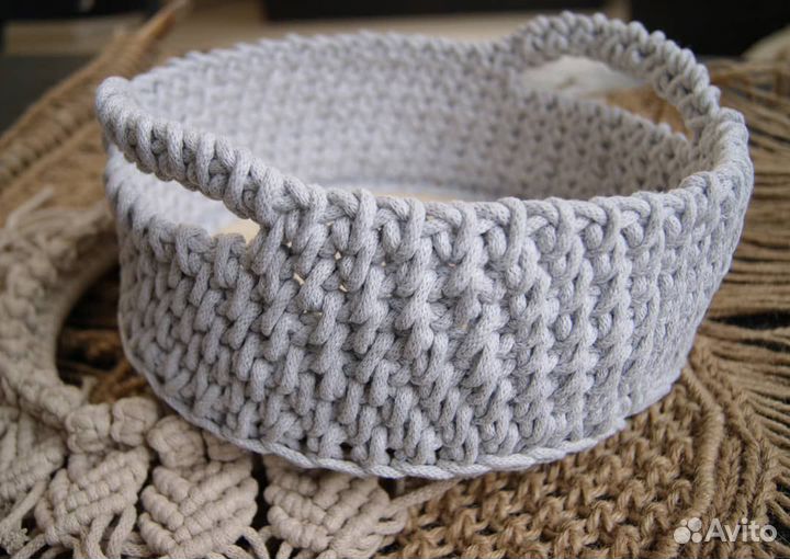 Интерьерные корзины ручной работы из х/шнура