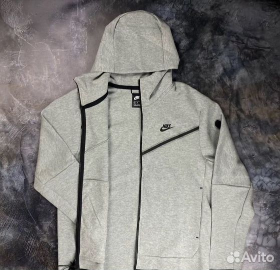 Зип худи Nike tech fleece серый