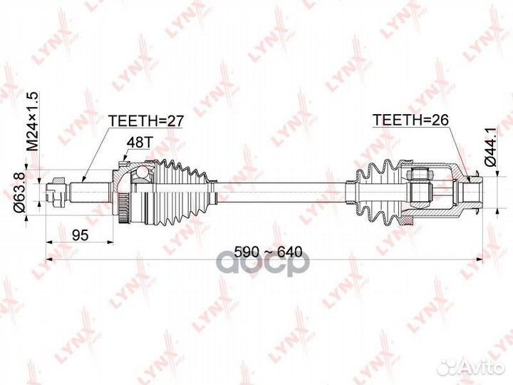 CD-1073A привод в сборе передний правый KIA Sp