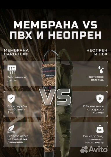 Вейдерсы с сапогом finntrail новые размер 58-60