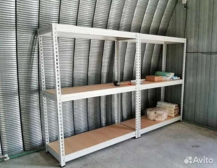 Металлический стеллаж с настилом для склада/дома