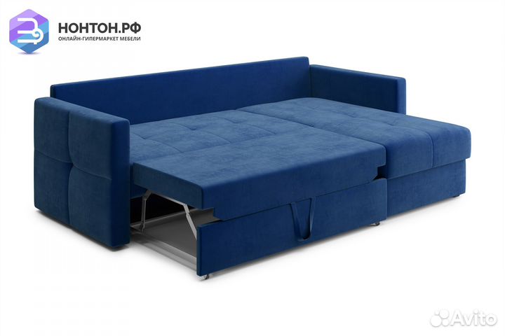 Диван угловой дельфин Вита темно-синий