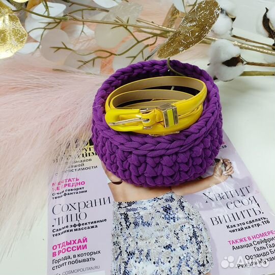 Тонкий однотонный глянцевый пояс