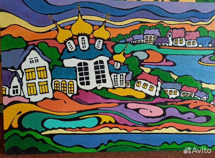 Картина масло пейзаж 102 х 48