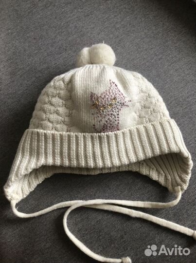 Шапка зимняя для девочки, 100 шерсть мериноса, 44