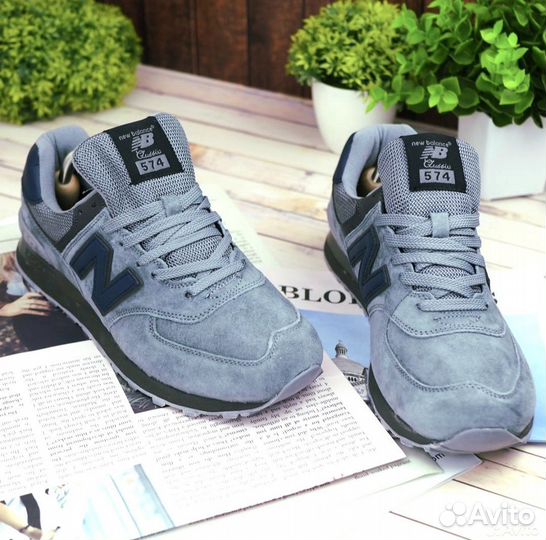 New balance 574 замша серые зеленые 41-46