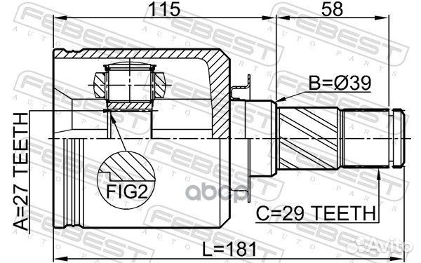 Шрус внутренний перед лев 0211J32LH Febest